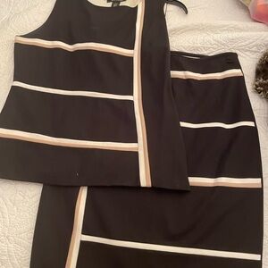 White House Black Market Black and Cream Skirt Set
